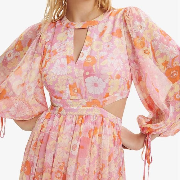 Maje RISO Floral Chiffon Maxi Dress - Picture 3 of 4